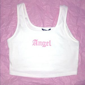 Letter Graphic Rib-knit Crop top